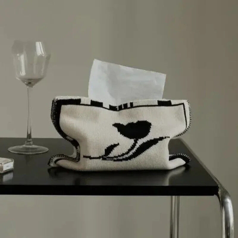 Nordic Ins Širdies raštų megztas servetėlių maišelis Svetainės Stalo servetėlių dėžutė Popieriaus laikymo darbastalio dekoratyvinė servetėlė Popierinė dėžutė