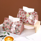 Mielas animacinių filmų triušio audinių dėžutė Kūrybinė odinė vandeniui atspari servetėlių laikiklis, skirtas naudoti automobiliui, prabangus svetainės valgomasis, skirtas naudoti namuose