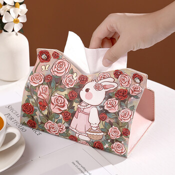 Χαριτωμένο Cartoon Rabbit Tissue Box Creative δερμάτινο αδιάβροχο χρήση αυτοκινήτου Στήριγμα χαρτιού Πολυτελές σαλόνι Τραπεζαρία Οικιακή χρήση