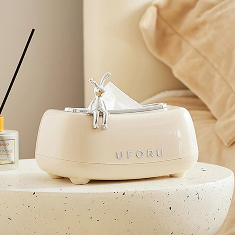 Creative Spring Tissue dėžutė Keraminis popierinis rankšluosčių laikiklis Popieriaus ištraukiklis Mielas triušio laikymo dėžutės buitinių servetėlių laikiklis