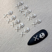 Halloween Pattern 20 τμχ Skull Alloy Nail Art Charms Ασημένια κρανία Μεταλλικά καρφιά νυχιών DIY Αξεσουάρ διακόσμησης νυχιών