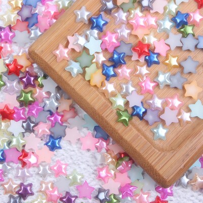 6mm 1000 τμχ Half Pearls Imitation Flatback Σχήμα Αστεριού Κόλλα σε Ρητίνη Πέρλες DIY Crafts Υφασμάτινες τσάντες Παπούτσια Ρούχα Διακόσμηση