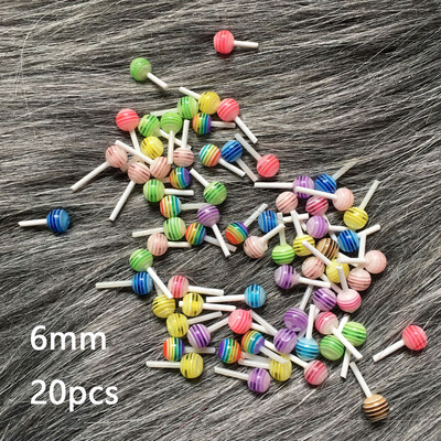 20 τμχ/τσάντα 3D πολύχρωμα γλειφιτζούρια γούρια για διακοσμήσεις νυχιών Ρητίνη 4/6mm Kawaii Bear Accessories Mini Design Nail Jewelry Bulk