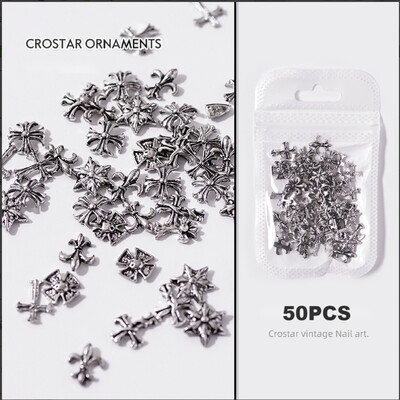 50 mješovitih pakiranja Nakit za umjetnost noktiju Metalni dodaci Ukrasi za umjetnost noktiju Dodaci za križ Izvrsno, jedinstveno i lijepo