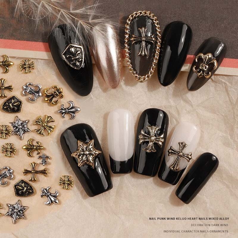 50 mješovitih pakiranja Nakit za umjetnost noktiju Metalni dodaci Ukrasi za umjetnost noktiju Dodaci za križ Izvrsno, jedinstveno i lijepo