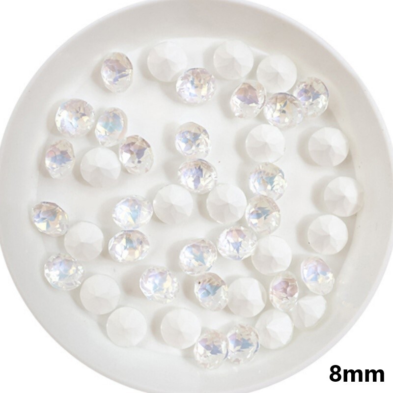 100 komada 6 mm/8 mm 33 rezova Mocha Nail Diamond Multi cut Crystal Pointed Bottom Nakit za nokte Super svjetlucavi dijamantni dodaci