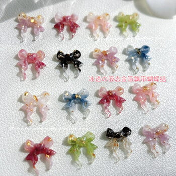 30PCS Mix Bow Nail Charms Y2K 3D Ribbon Bows for Nails DIY Kawaii Bowknot Resin Decorations Design Mixed Color Gradient Supplies