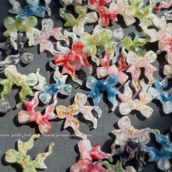 30PCS Mix Bow Nail Charms Y2K 3D Ribbon Bows for Nails DIY Kawaii Bowknot Resin Decorations Design Mixed Color Gradient Supplies