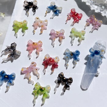 30PCS Mix Bow Nail Charms Y2K 3D Ribbon Bows for Nails DIY Kawaii Bowknot Resin Decorations Design Mixed Color Gradient Supplies