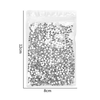 1440 τμχ/τσάντα Μικτό μέγεθος Επίπεδο κάτω μέρος νυχιών στρας Classic Half round Charm Sparkle Ice Διαφανές DIY Διακοσμήσεις Νυχιών