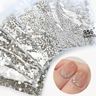 1440 buc/sac de dimensiuni mixte fund plat unghii strasuri clasic jumătate rotund farmec Sparkle gheață transparent decorațiuni DIY bijuterii unghii