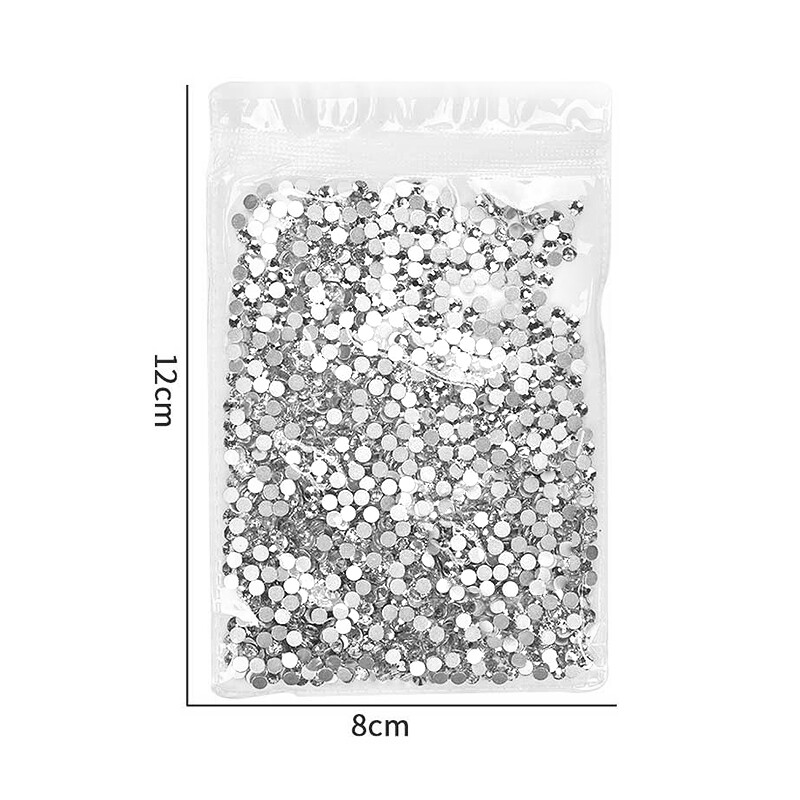 1440 τμχ/τσάντα Μικτό μέγεθος Επίπεδο κάτω μέρος νυχιών στρας Classic Half round Charm Sparkle Ice Διαφανές DIY Διακοσμήσεις Νυχιών