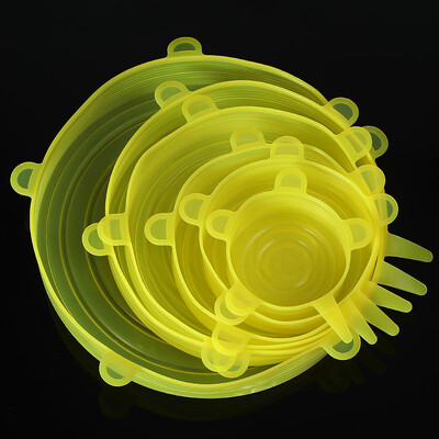 6 kom/set Silikonski poklopci Prilagodljivi silikonski poklopci Silikonski poklopci za hranu Univerzalni rastezljivi poklopci za posuđe za limenke Kuhinjski pribor