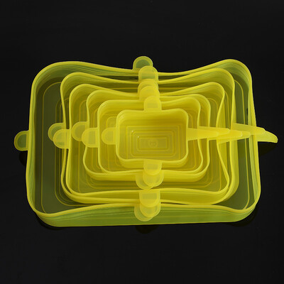 6 kom/set Silikonski poklopci Prilagodljivi silikonski poklopci Silikonski poklopci za hranu Univerzalni rastezljivi poklopci za posuđe za limenke Kuhinjski pribor