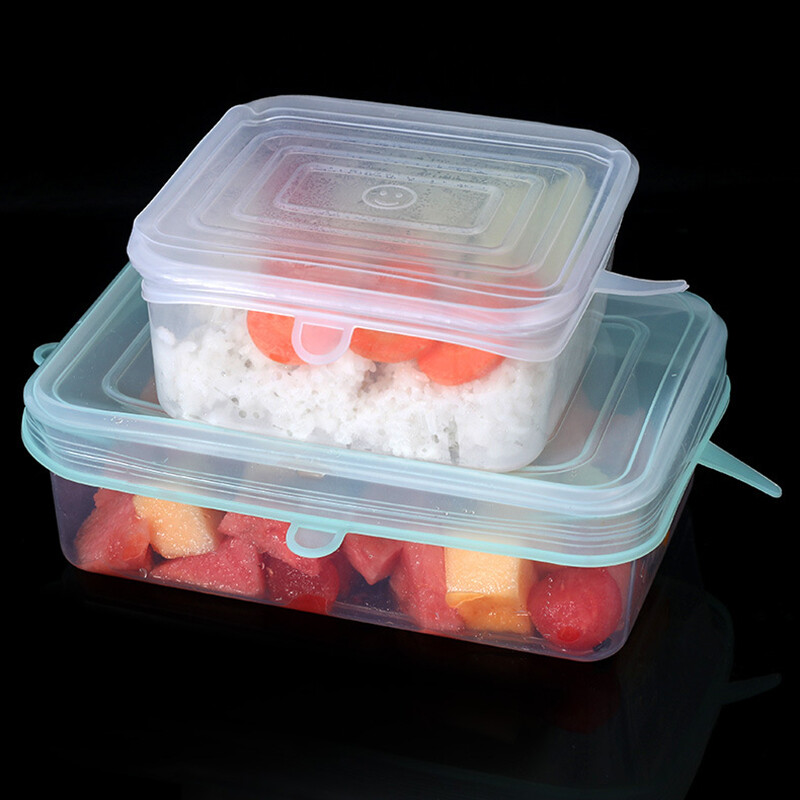 6 kom/set Silikonski poklopci Prilagodljivi silikonski poklopci Silikonski poklopci za hranu Univerzalni rastezljivi poklopci za posuđe za limenke Kuhinjski pribor