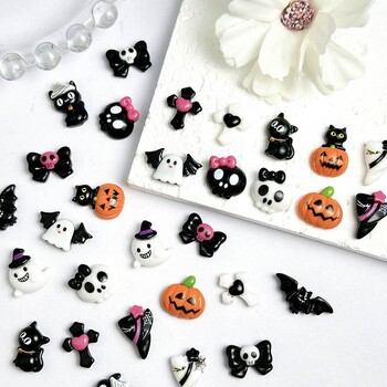 20PCS Cartoon Halloween Series Nail Art Decorations Creative Cute Ghost Bat Pumpkin Monster Charms Nail for DIY Naisl Designs