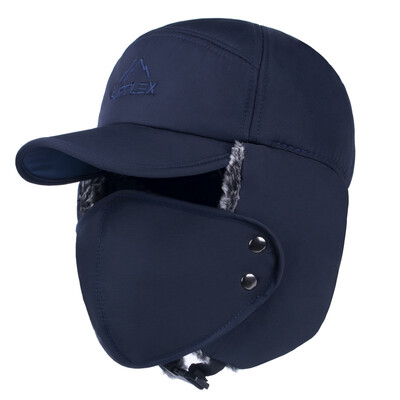 Χειμερινή γούνα ζεστό αντιανεμικό καπέλο ανδρικό γυναικείο Lei Feng Cap Bomber Faux Fur Ear Flap Cap Μαύρο Ski Trooper Trapper Κρύο καπάκι κατά του χιονιού