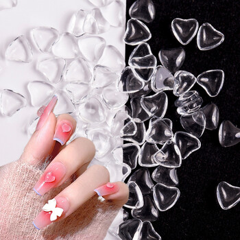 100 τμχ 3D διαφανές Love Heart Crystal Charms 4mm/6mm/8mm Clear Resin Nail Art Rhinestone Jewelry DIY for Blush ανταλλακτικά μανικιούρ