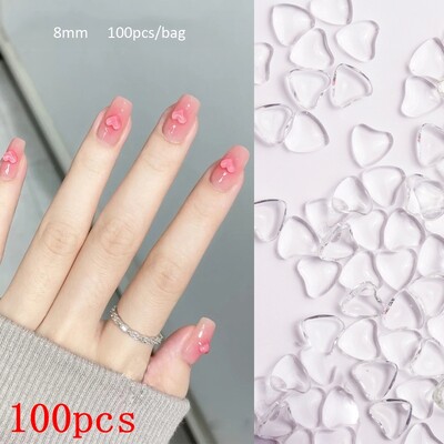 100 τμχ 3D διαφανές Love Heart Crystal Charms 4mm/6mm/8mm Clear Resin Nail Art Rhinestone Jewelry DIY for Blush ανταλλακτικά μανικιούρ