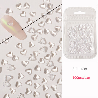 100 τμχ 3D διαφανές Love Heart Crystal Charms 4mm/6mm/8mm Clear Resin Nail Art Rhinestone Jewelry DIY for Blush ανταλλακτικά μανικιούρ