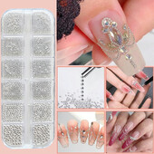 12 rešetki/kutija Mješavina veličine Mini 3D perle od kavijara od nehrđajućeg čelika za nail art privjeske DIY srebrne mikro kuglice nakit za nokte s magnetnom olovkom