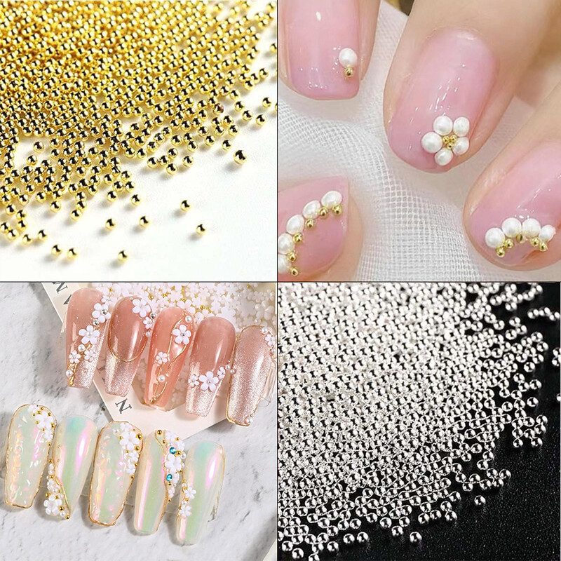 12 rešetki/kutija Mješavina veličine Mini 3D perle od kavijara od nehrđajućeg čelika za nail art privjeske DIY srebrne mikro kuglice nakit za nokte s magnetnom olovkom
