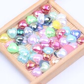 Ημι-μαργαριτάρι Επίπεδη Πλάτη Απομίμηση Καρδιάς Πέρλα Νυχιών 8mm 200τμχ Ρητίνη Pearl AB Χρώμα Χειροποίητο DIY Διακόσμηση Νυχιών