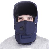 Καπέλο Fashion Trooper Unisex Καπέλο Winter Trapper Καπέλο με πτερύγιο αυτιού με κάλυμμα στόματος Γούνα Καπέλα για χιόνι ζεστά πτερύγια Καπέλο σκι Νέα καπέλα Bomber