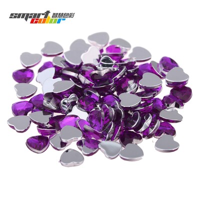 Nail Art Rhinestones 200 τμχ 4mm Σχήμα καρδιάς Πολύτιμοι λίθοι Γυαλιστερές επίπεδες όψεις Κανονικά χρώματα Ακρυλικό στρας Strass αυτοκόλλητα νυχιών