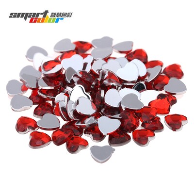 Nail Art Rhinestones 200 τμχ 4mm Σχήμα καρδιάς Πολύτιμοι λίθοι Γυαλιστερές επίπεδες όψεις Κανονικά χρώματα Ακρυλικό στρας Strass αυτοκόλλητα νυχιών