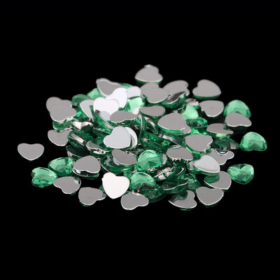 Nail Art Rhinestones 200 τμχ 4mm Σχήμα καρδιάς Πολύτιμοι λίθοι Γυαλιστερές επίπεδες όψεις Κανονικά χρώματα Ακρυλικό στρας Strass αυτοκόλλητα νυχιών