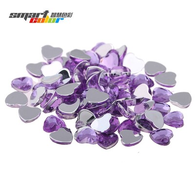 Nail Art Rhinestones 200 τμχ 4mm Σχήμα καρδιάς Πολύτιμοι λίθοι Γυαλιστερές επίπεδες όψεις Κανονικά χρώματα Ακρυλικό στρας Strass αυτοκόλλητα νυχιών