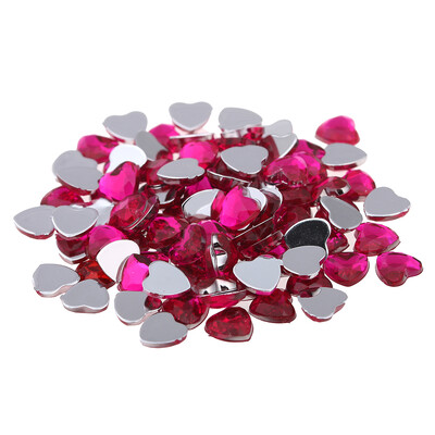 Nail Art Rhinestones 200 τμχ 4mm Σχήμα καρδιάς Πολύτιμοι λίθοι Γυαλιστερές επίπεδες όψεις Κανονικά χρώματα Ακρυλικό στρας Strass αυτοκόλλητα νυχιών