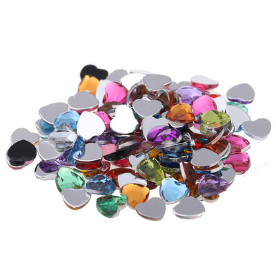 Nail Art Rhinestones 200 τμχ 4mm Σχήμα καρδιάς Πολύτιμοι λίθοι Γυαλιστερές επίπεδες όψεις Κανονικά χρώματα Ακρυλικό στρας Strass αυτοκόλλητα νυχιών