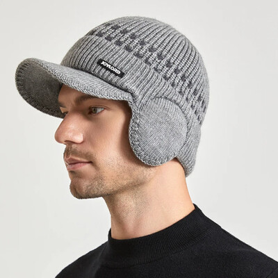Vyriška megzta beisbolo kepurė su ausų atvartu izoliacija šiltu kailiu išklotos kaukolės Beanies britiško stiliaus jojimo vilnonė kepurė.