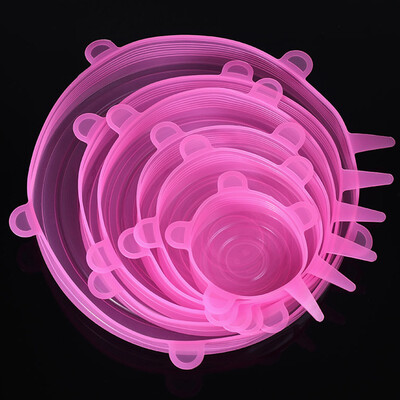 6 τεμ. Επαναχρησιμοποιήσιμα καλύμματα σιλικόνης Καπάκια Προσαρμόσιμα καπάκια σιλικόνης για κονσέρβες Πιάτα φαγητού Αξεσουάρ κουζίνας φρέσκα σκεύη