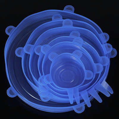 6 τεμ. Επαναχρησιμοποιήσιμα καλύμματα σιλικόνης Καπάκια Προσαρμόσιμα καπάκια σιλικόνης για κονσέρβες Πιάτα φαγητού Αξεσουάρ κουζίνας φρέσκα σκεύη