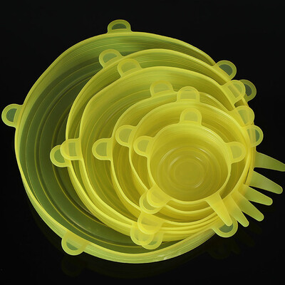 6 τεμ. Επαναχρησιμοποιήσιμα καλύμματα σιλικόνης Καπάκια Προσαρμόσιμα καπάκια σιλικόνης για κονσέρβες Πιάτα φαγητού Αξεσουάρ κουζίνας φρέσκα σκεύη