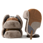 Russian Hat For Men Earflap Pilot Hat Winter Korean Splicing Faux Rabbit Ushak Bomber Trapper Thickened Warm Cap Γυναικείο καπέλο σκι