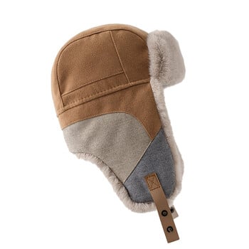 Russian Hat For Men Earflap Pilot Hat Winter Korean Splicing Faux Rabbit Ushak Bomber Trapper Thickened Warm Cap Γυναικείο καπέλο σκι