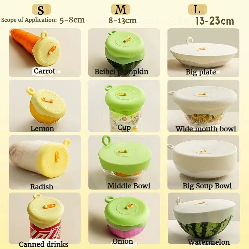 Επαναχρησιμοποιούμενο αυτοσφραγιζόμενο καπάκι σιλικόνης ελαστικά καπάκια Universal καπάκι μπολ σιλικόνης Καπάκι κατσαρόλας κάλυμμα σιλικόνης τηγανιού Μαγειρική τροφή Φρέσκο κάλυμμα
