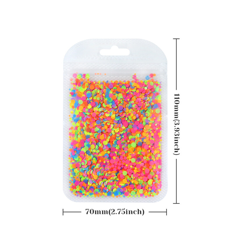 1 τσάντα στρογγυλές πούλιες με φωσφορίζοντα νύχια με φυσαλίδες μικτού μεγέθους Διακόσμηση τέχνης 3D πουά αξεσουάρ μανικιούρ