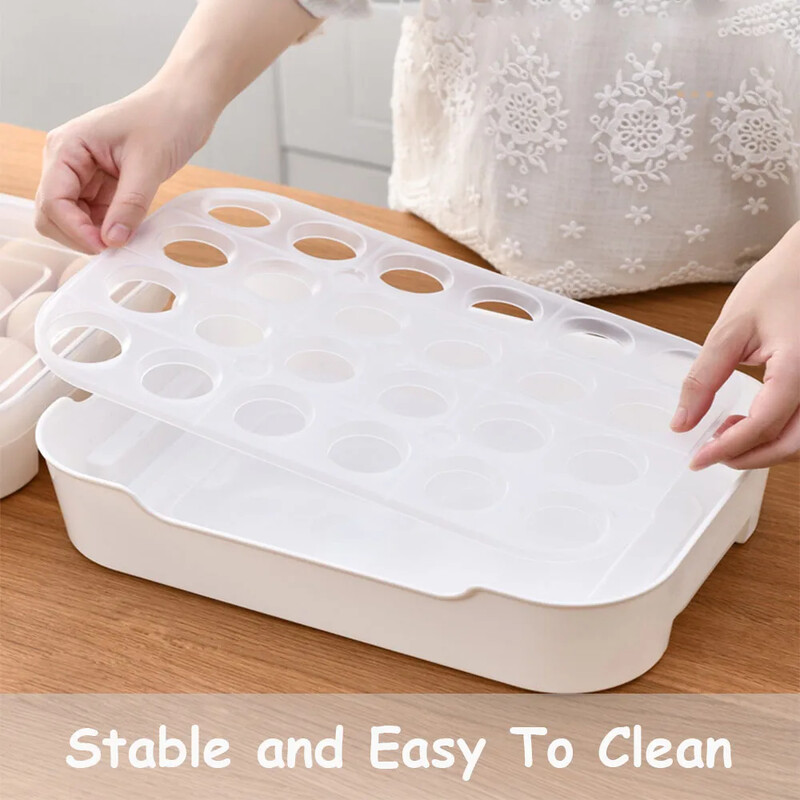 Θήκη αυγών για ψυγείο Πλαστική στοιβαζόμενη θήκη αυγών με καπάκι Δοχείο αποθήκευσης αυγών Κουτί αυγών Κάδος οργάνωσης για ψυγείο 24 αυγά