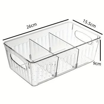 Hot Kitchen Refrigerator Organizer Bin Clear Plastic Food Storage Ψυγείο Κουτί αποθήκευσης με διαχωριστικό Κατάψυξη Organizer ντουλάπι