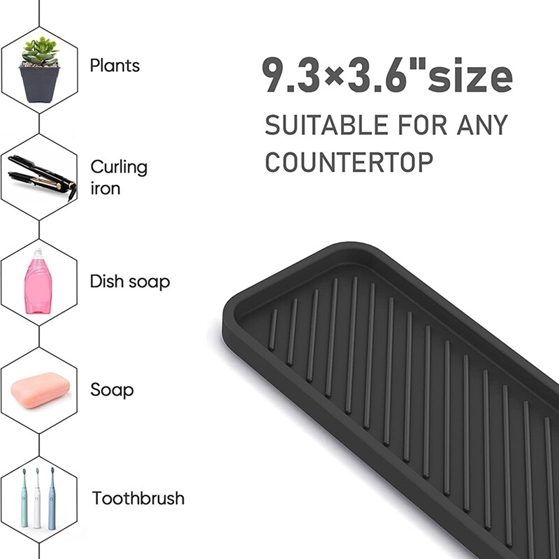 2 paketa Crni organizator za umivaonik Držač spužve za kuhinjski sudoper Kupaonska spužva za pladanj Silikonski držač za sapun