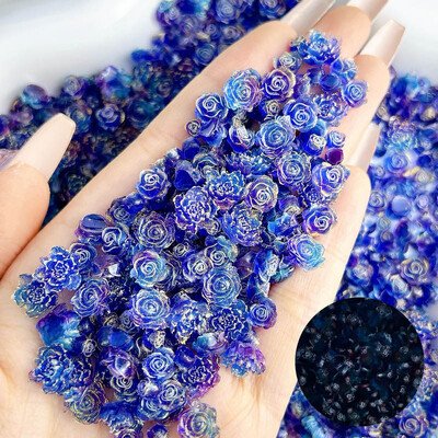 50 komada svjetlećih miješanih smola s ružinim cvijetom Nail Art Charms DIY serija simuliranih cvjetova Ukrasi za nokte Manikura DIY rukotvorine