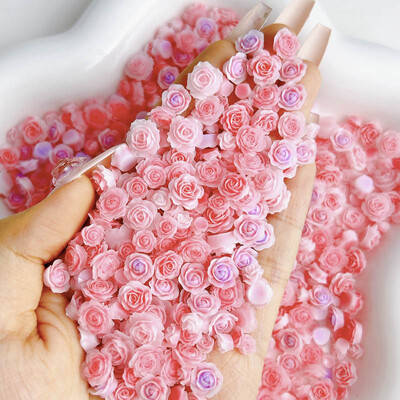 50 komada svjetlećih miješanih smola s ružinim cvijetom Nail Art Charms DIY serija simuliranih cvjetova Ukrasi za nokte Manikura DIY rukotvorine