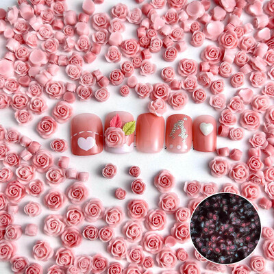 50 komada svjetlećih miješanih smola s ružinim cvijetom Nail Art Charms DIY serija simuliranih cvjetova Ukrasi za nokte Manikura DIY rukotvorine