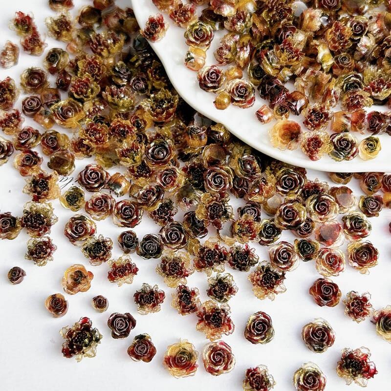 50 komada svjetlećih miješanih smola s ružinim cvijetom Nail Art Charms DIY serija simuliranih cvjetova Ukrasi za nokte Manikura DIY rukotvorine