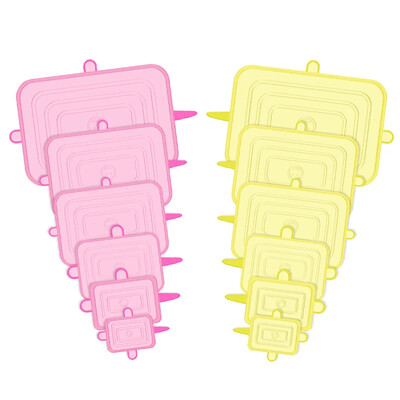 12 KOM Prilagodljivi silikonski poklopci Okrugli kvadratni poklopci Silikonski poklopci za hranu Univerzalno posuđe Rastezljivi poklopci za limenke Kuhinjski pribor